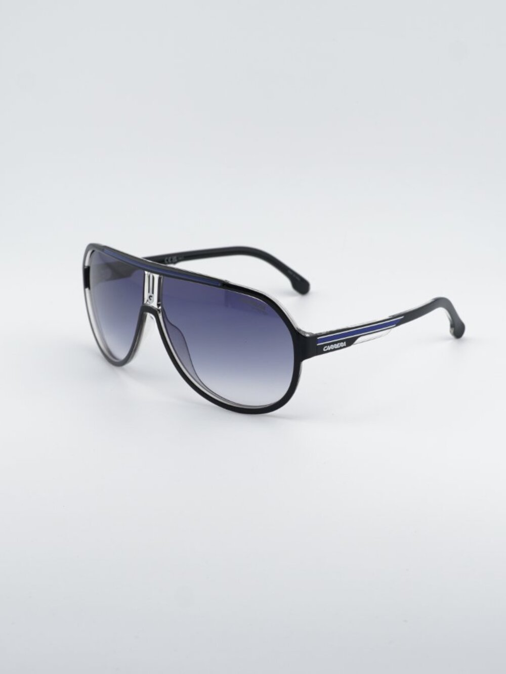 CARRERA 1057/S 0D5108 Sunglasses Black Aviator Frame, Blue Lenses